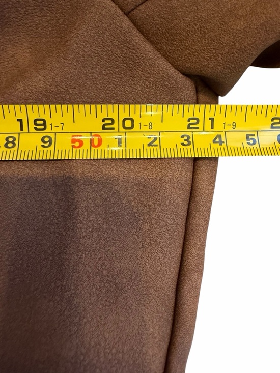 ONEDREAMER Women's Faux Leather Cropped Jacket Motorcycle Short Coat BROWN L - Picture 5 of 12